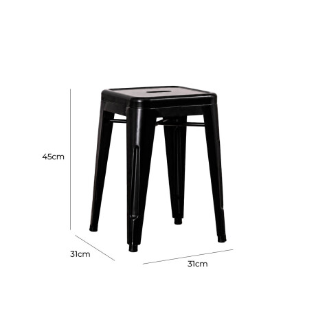 Banco Taburete Metálico Tolix Calidad Cocina Jardín Negro