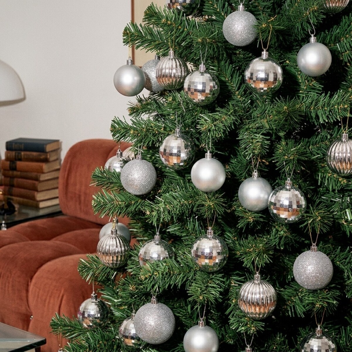 Set x24 chirimbolos 6 cm para árbol de navidad - Plateado 