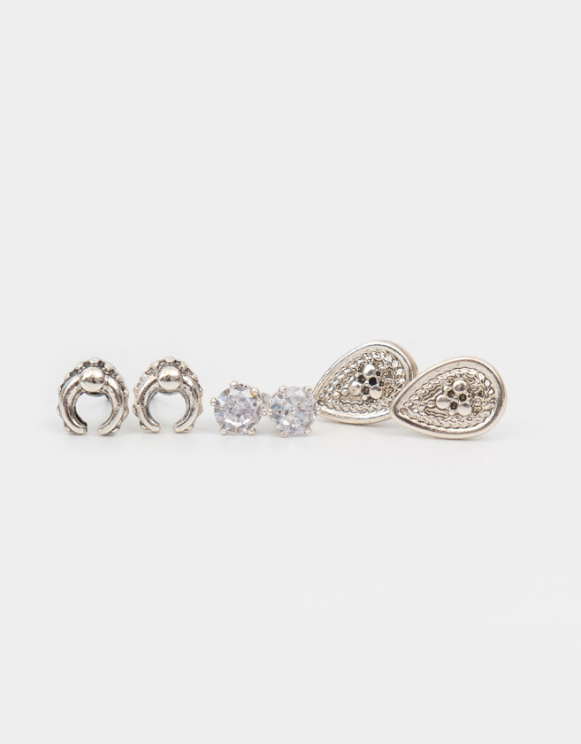 Aros Sets Con cubic zirconia Set De Aros Bañados En Plata - Plateado