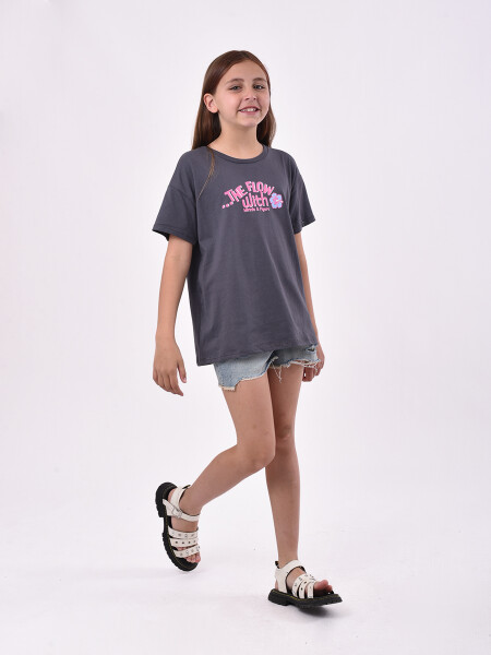 REMERA THE FLOW WITH MINNIE GRIS OSCURO