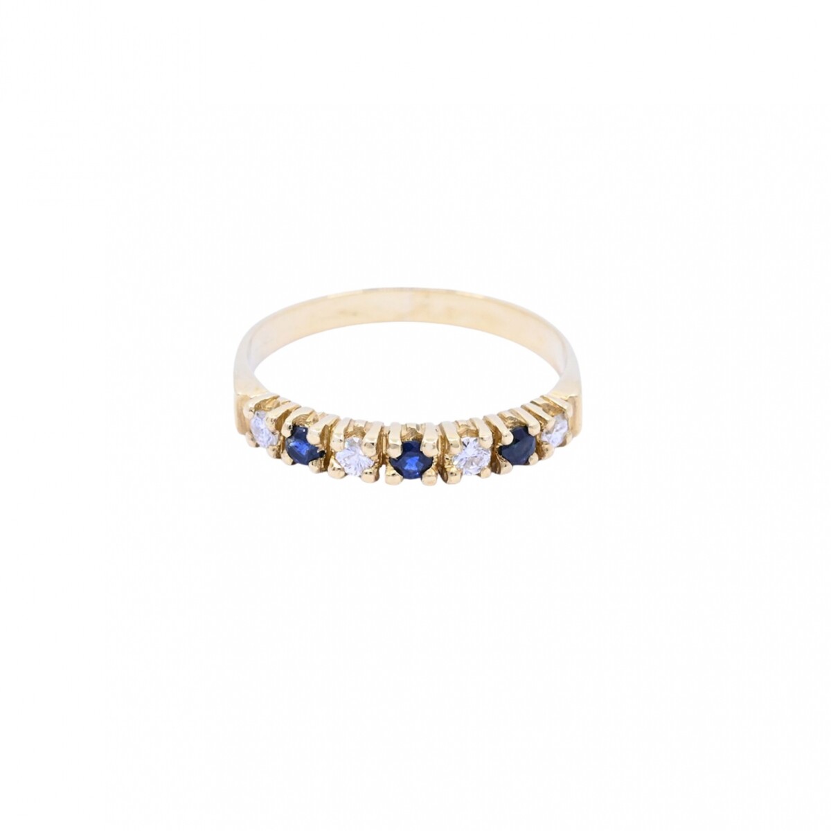 Anillo oro 18k con brillantes y zafiros. 