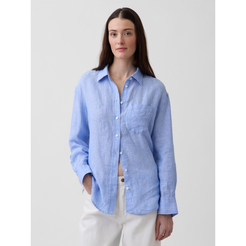 THE RELAXED SHIRT - LINEN SHIRTING BLUE