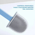Cepillo Escobilla de BaÃ±o Con Cerdas de Silicona para Limpieza de Inodoro Water Celeste