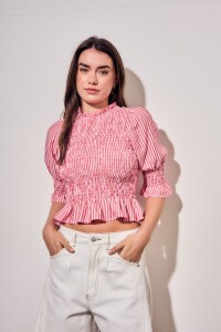Blusa Rayada Rosa