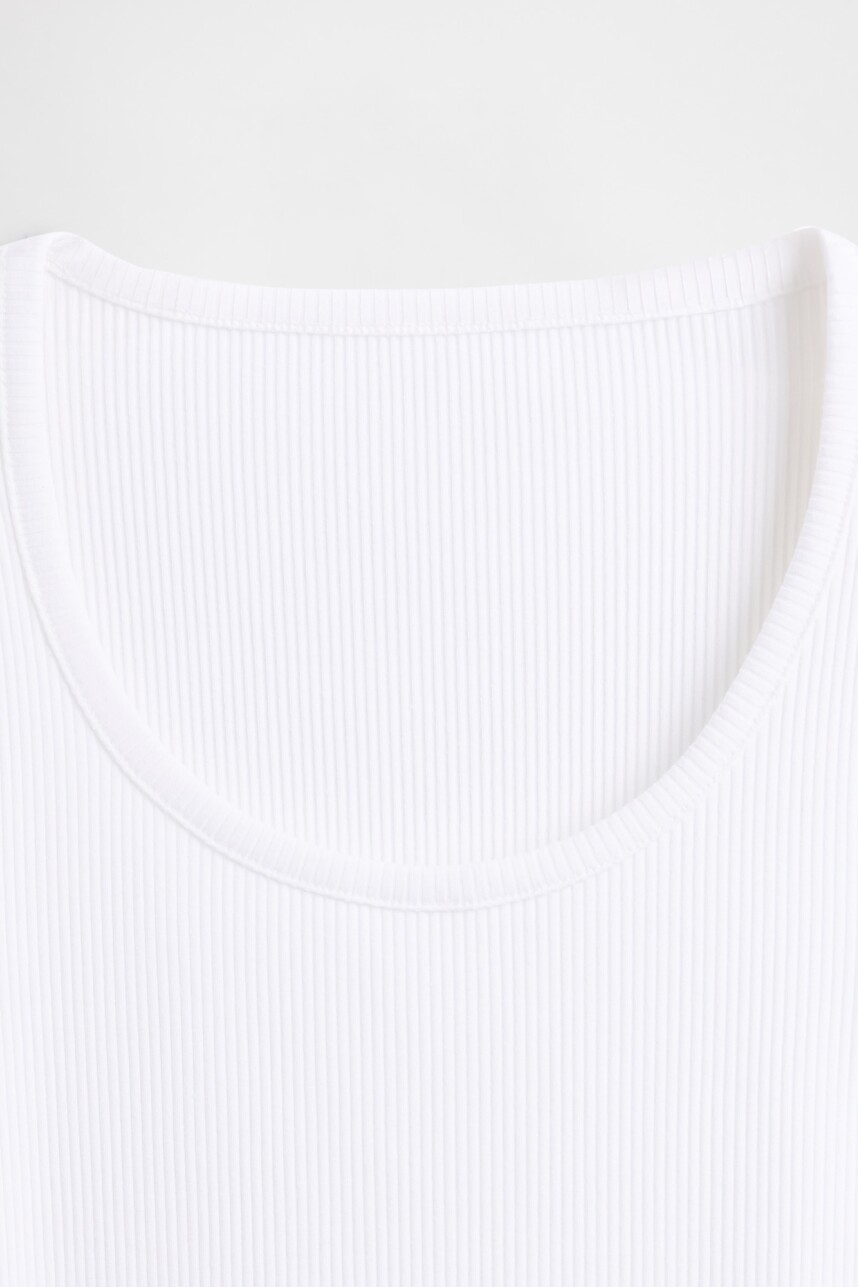 Remera Rib Mujer Fresh White