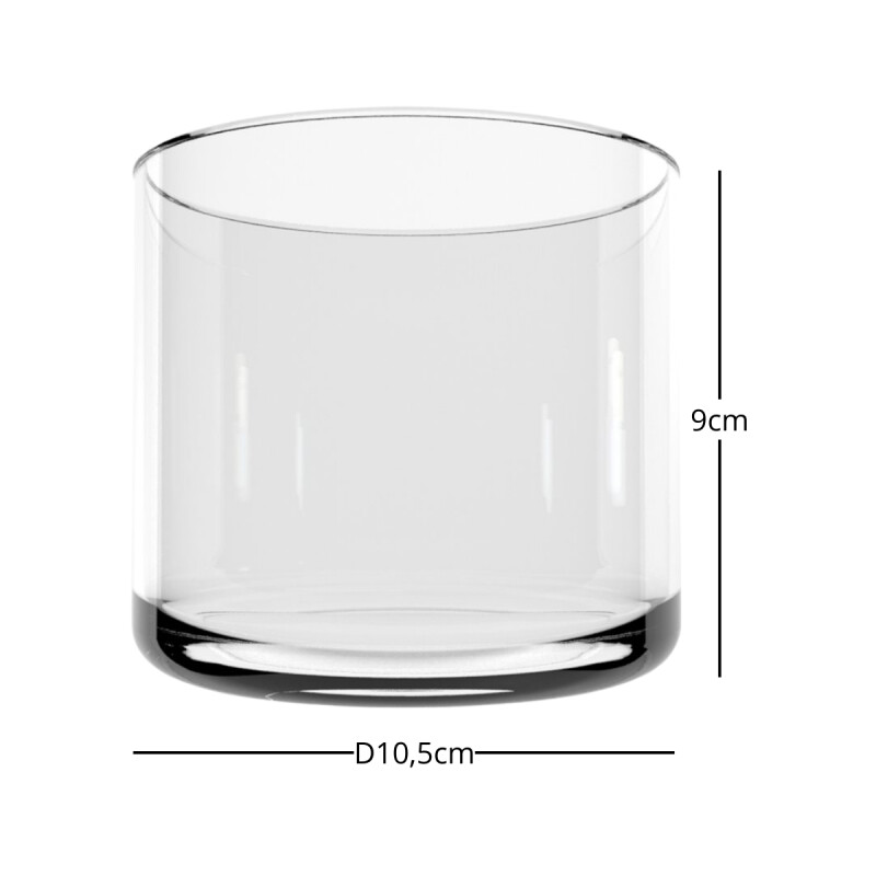 Florero vidrio decorativo cilindro bajo 10,5x9cm TRANSPARENTE