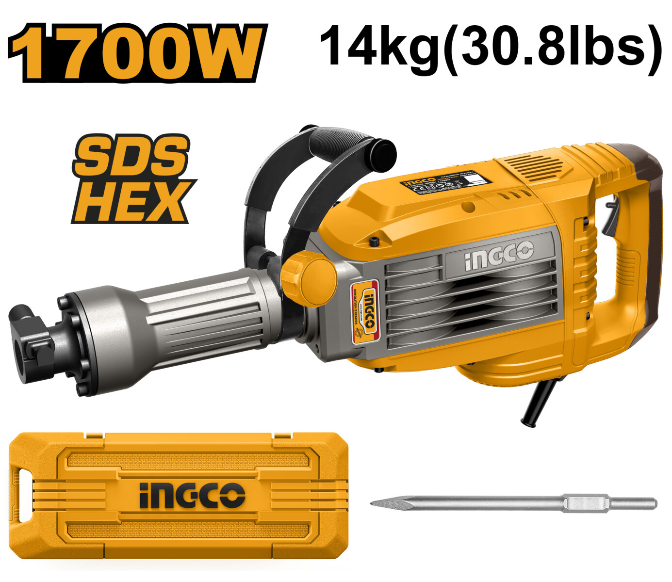 MARTILLO DEMOLEDOR 50J 1700W 14KG SDS 