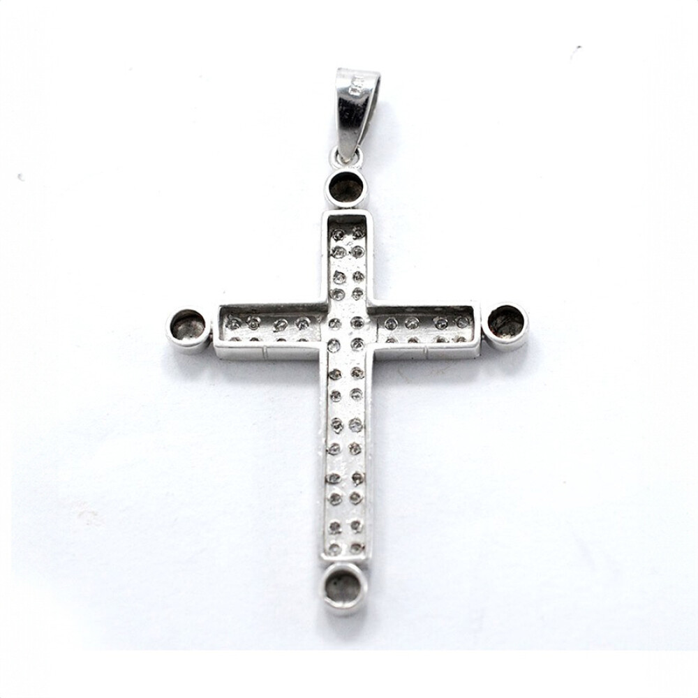 Cruz En Oro 18K Blanco Y Brillantes. Cruz En Oro 18K Blanco Y Brillantes.