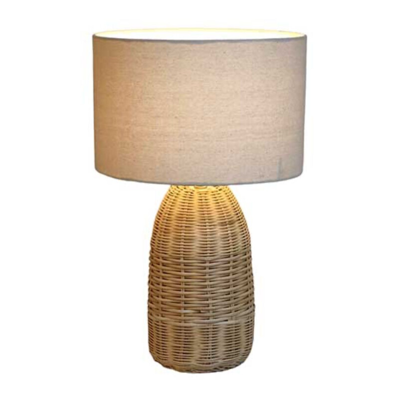 Lampara de Mesa en Rattan Natural Lampara de Mesa en Rattan Natural