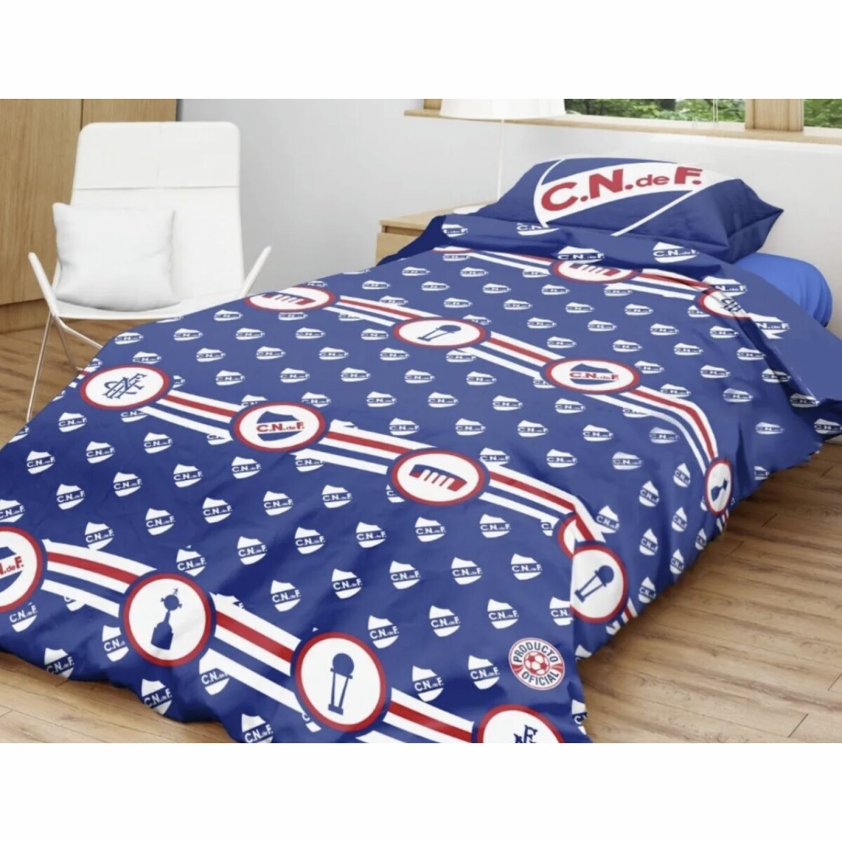 Acolchado 1 plaza 240cm x 160cm Nacional o Peñarol - NACIONAL ESCUDO CHICO 