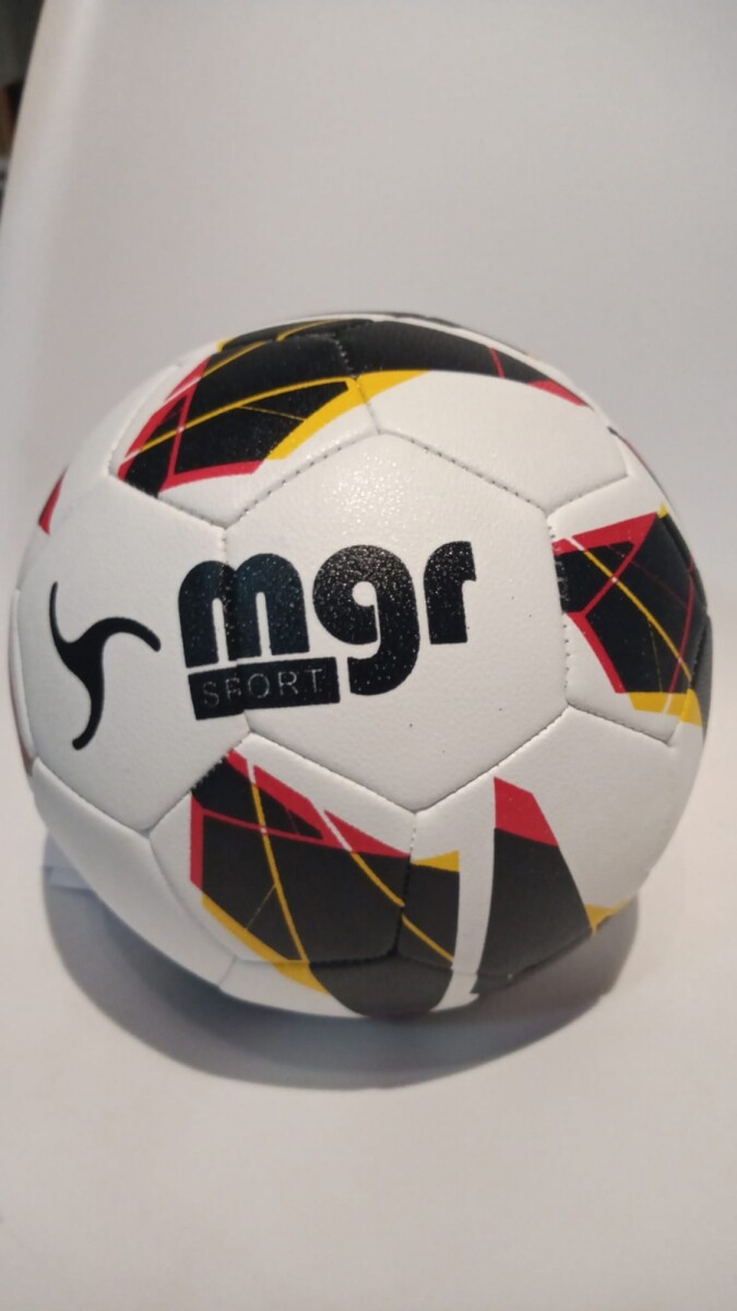 Pelota de futbol No.3 MGR - blanca con trama negra roja amarilla 
