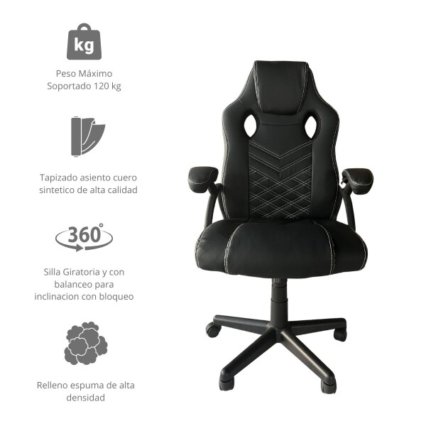 Silla Gamer Ergonómica Sillón Gaming Silla de Escritorio PC Color Negro Silla Gamer Ergonómica Sillón Gaming Silla de Escritorio PC Color Negro