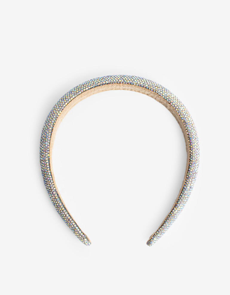 Vinchas Rígidas Strass Vincha Puffy Con Strass - Plateado