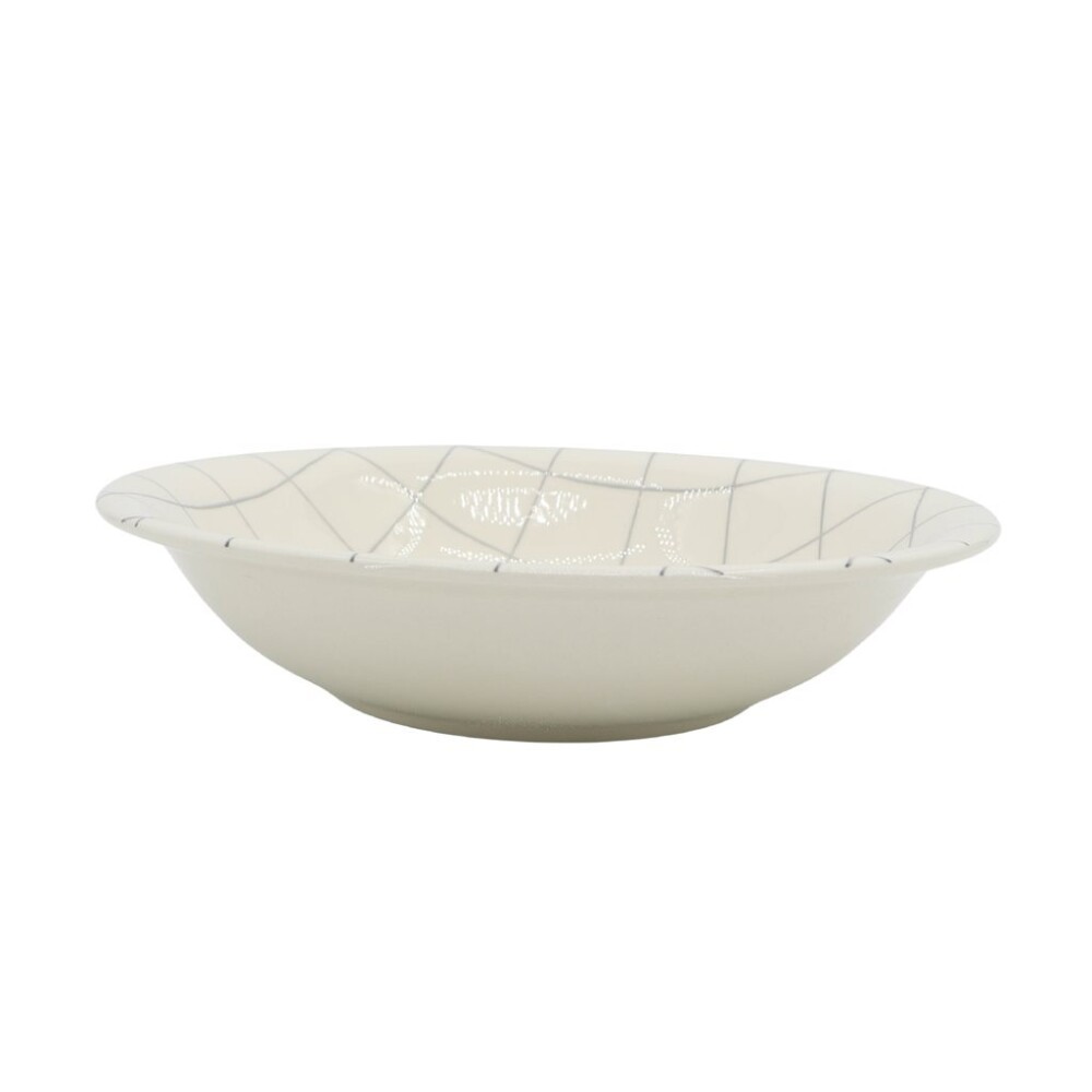 Plato Hondo Cerámica D21Cm Quadra Blanco/Gris PLATO HONDO CERAMICA D21CM QUADRA BLANCO/GRIS