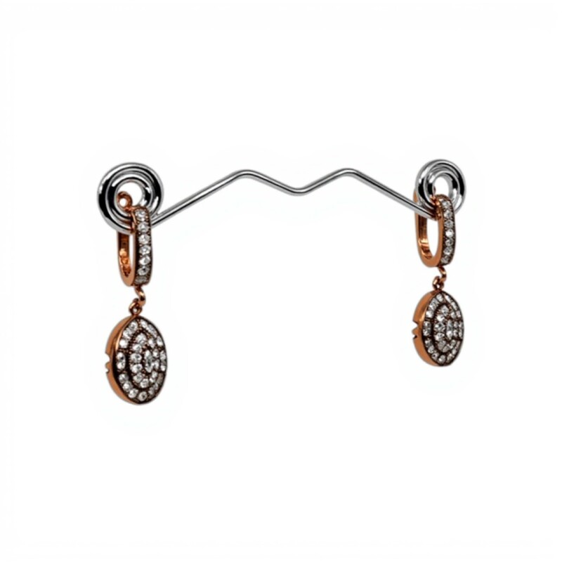 Caravanas Ovalo Vintage-Plata rodinada 925 con micra de oro 18k-Piedra Zirconia-CA2044 conpiedra