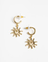 Aros Argollas Metal Argollas Con Dije De Sol Bañado En Oro - Dorado