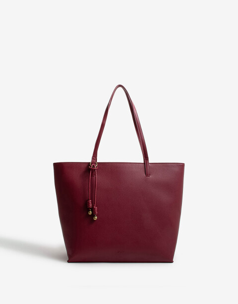 Shopper Shopper Doble Asa Con Charm - Rojo Oscuro