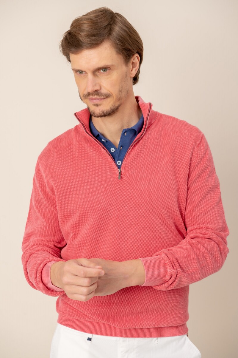 Sweater medio cierre - Rojo 