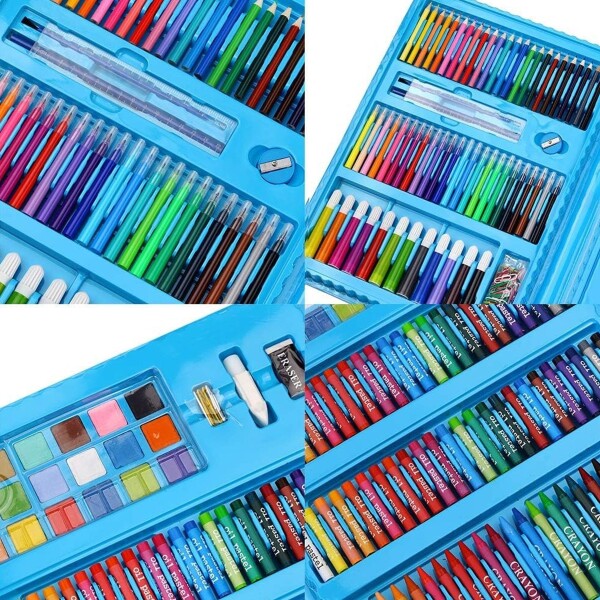 Set Kit Arte Dibujo Y Pinturas 208 Piezas Valija Infantil Ax Variante Color Azul