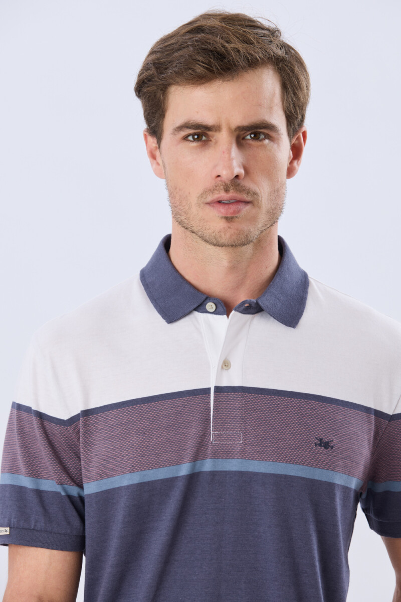 REMERA POLO RAYADA JERSEY - Blanco 