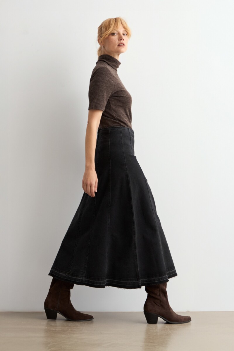 Falda de jean con cortes negro