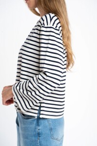 Remera Algodón Elastano Rayada Marino