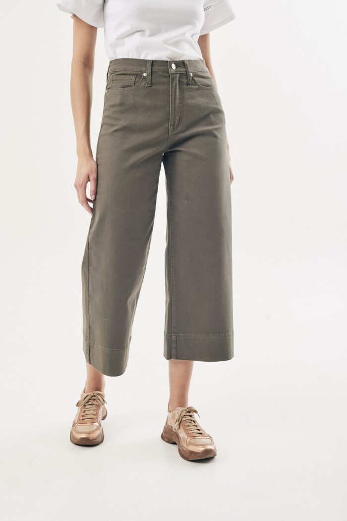 Jean Wide Leg Oliva Safari