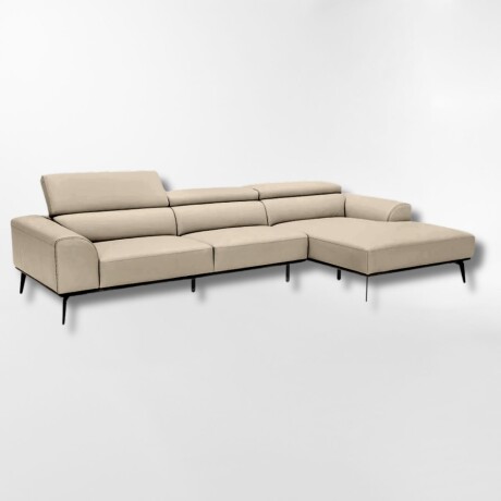 Sofá con chaise DUNA TELA BEIGE - DERECHO