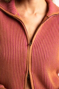 Campera Tejida Algodon Rosa/mocha