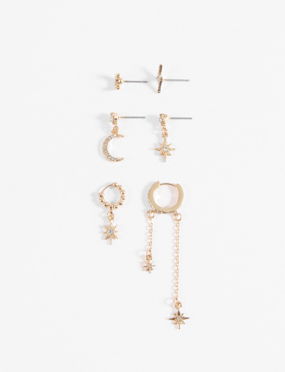 Set de caravanas mystic strass - dorado 