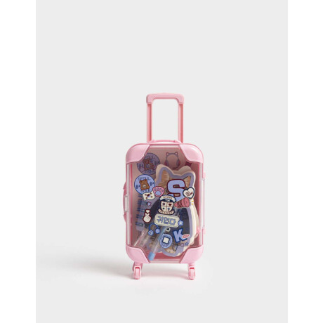 Set De Librería En Mini Valijita Rosa Claro