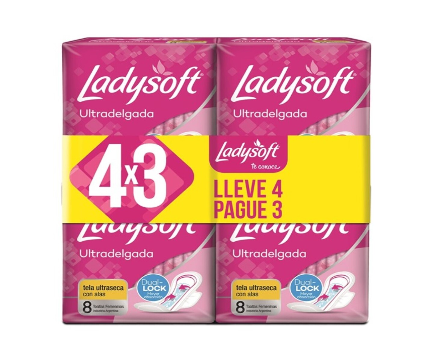 Toalla Femenina Ladysoft Ultradelgada - Tela Seca Pack Ahorro X32 