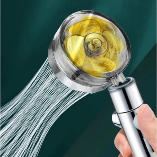Duchero Cabezal Rotacion 360° Ventilador Alta Presion Turbo Variante Color Dorado