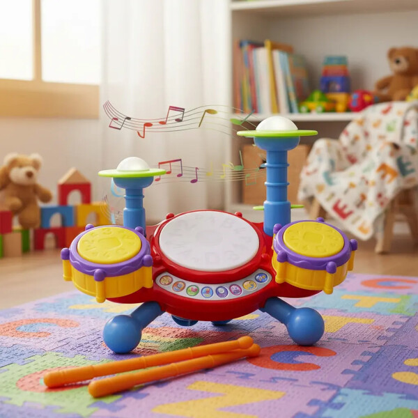 Batería Musical Con Luces Y Sonidos Infantil Jtjug969 BATERIA MUSICAL CON LUCES JTJUG969