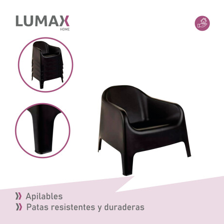 Set de 2 Silla Plastico Skarpo Jardin Liso Negro