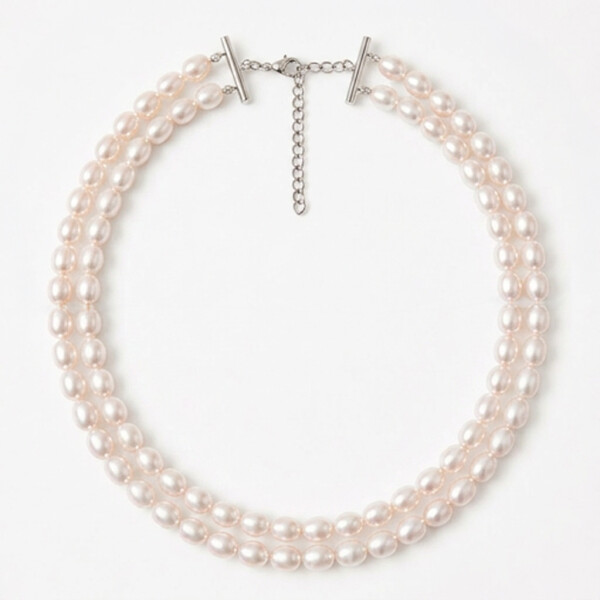 Collar Doble Rio de MOON con perlas de rio y broche de plata 925 Collar Doble Rio de MOON con perlas de rio y broche de plata 925