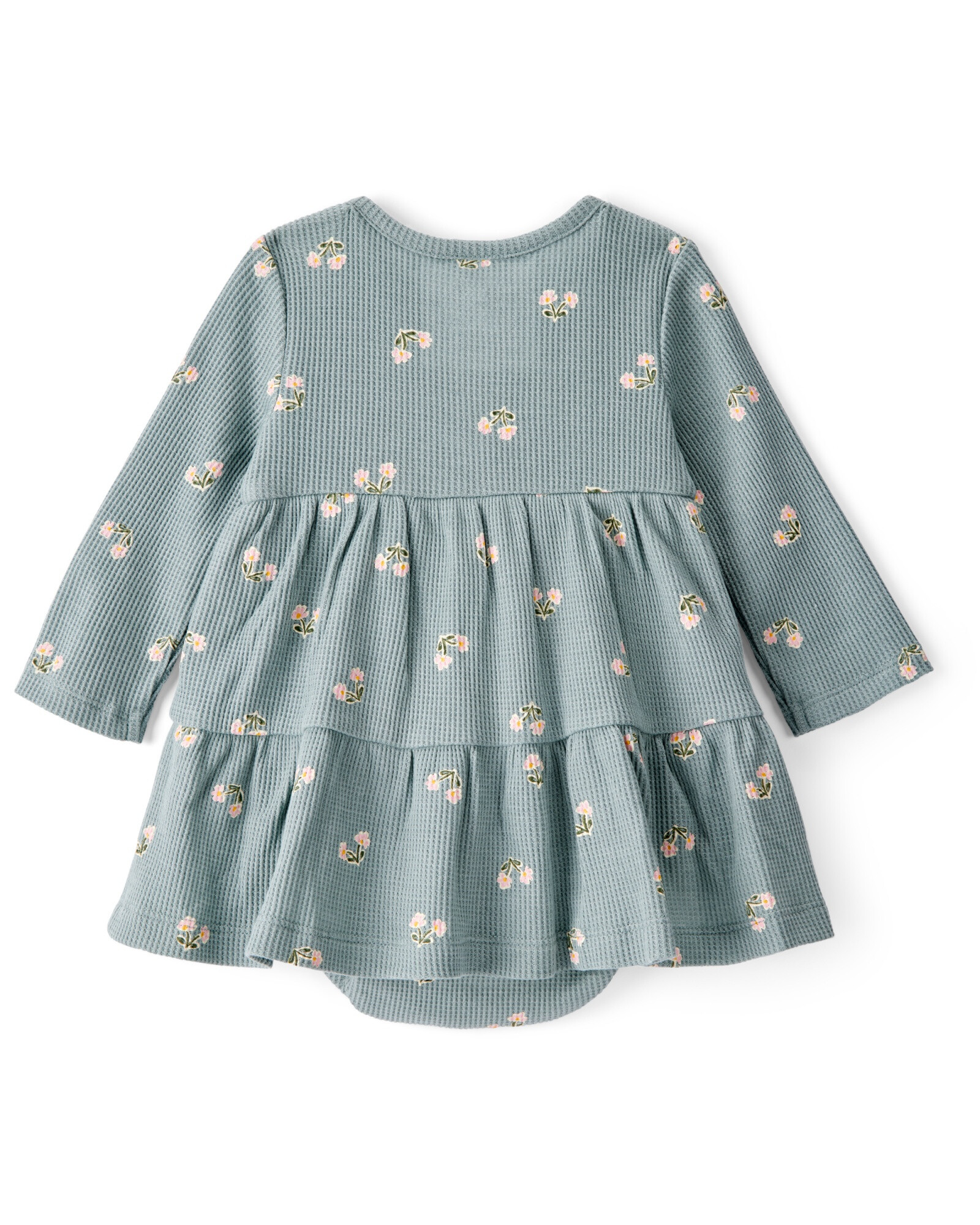 Vestido de algodón térmico, escalonado, diseño floral Sin color