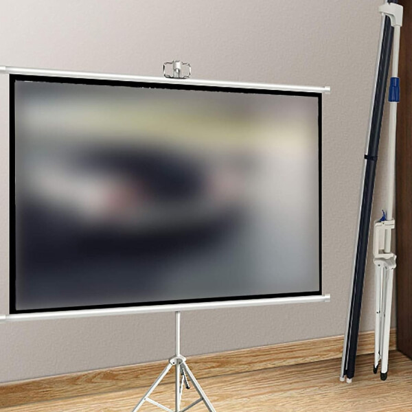 Pantalla Proyector Cortina 100 169 Blanca Con Tripode PANTALLA PROYECCION CON TRIPODE 100"