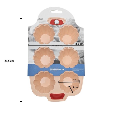 Molde de Silicona Para antiadherente 6 Muffin Repostería Salmón