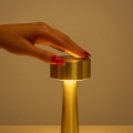 Lampara De Mesa De Luz Led Recargable Con Diseño De Cilindro Dorado