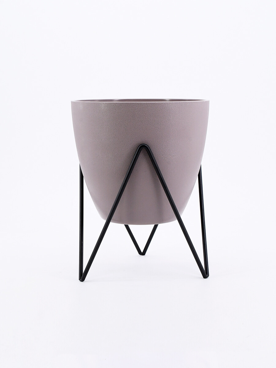 MACETA CON BASE - GRIS CLARO 