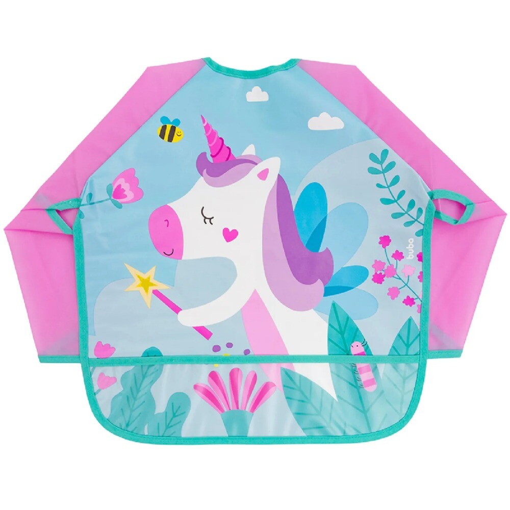 Babero con manga BUBA unicornio rosa