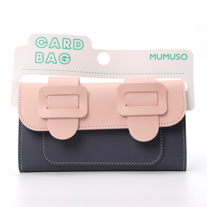 CARTERA LARGA MULTIFUNCIONAL DE TRES PLEGABLES (BLOQUEO DE COLOR/ROSA Y GRIS) CARTERA LARGA MULTIFUNCIONAL DE TRES PLEGABLES (BLOQUEO DE COLOR/ROSA Y GRIS)