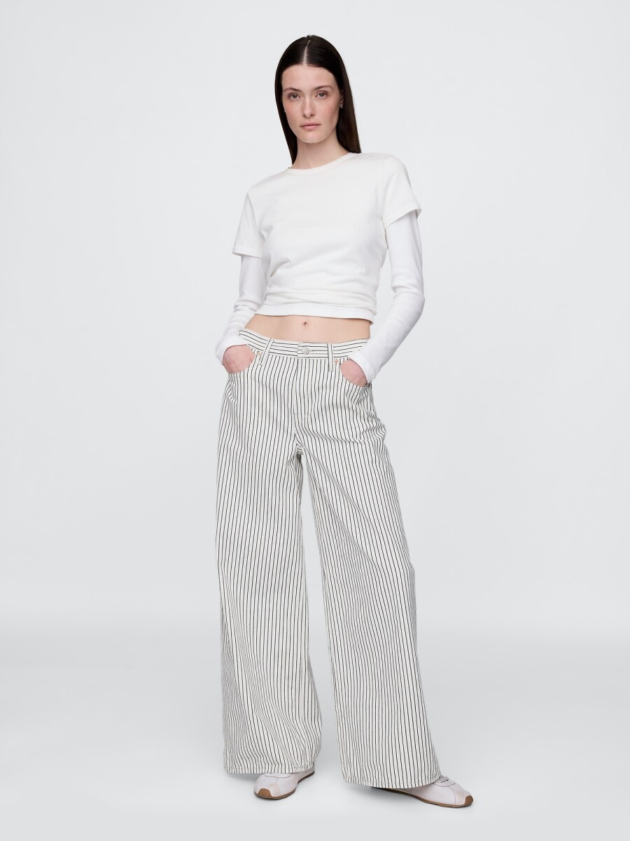 Jean Baggy A Rayas Mujer - Indigo Stripe 