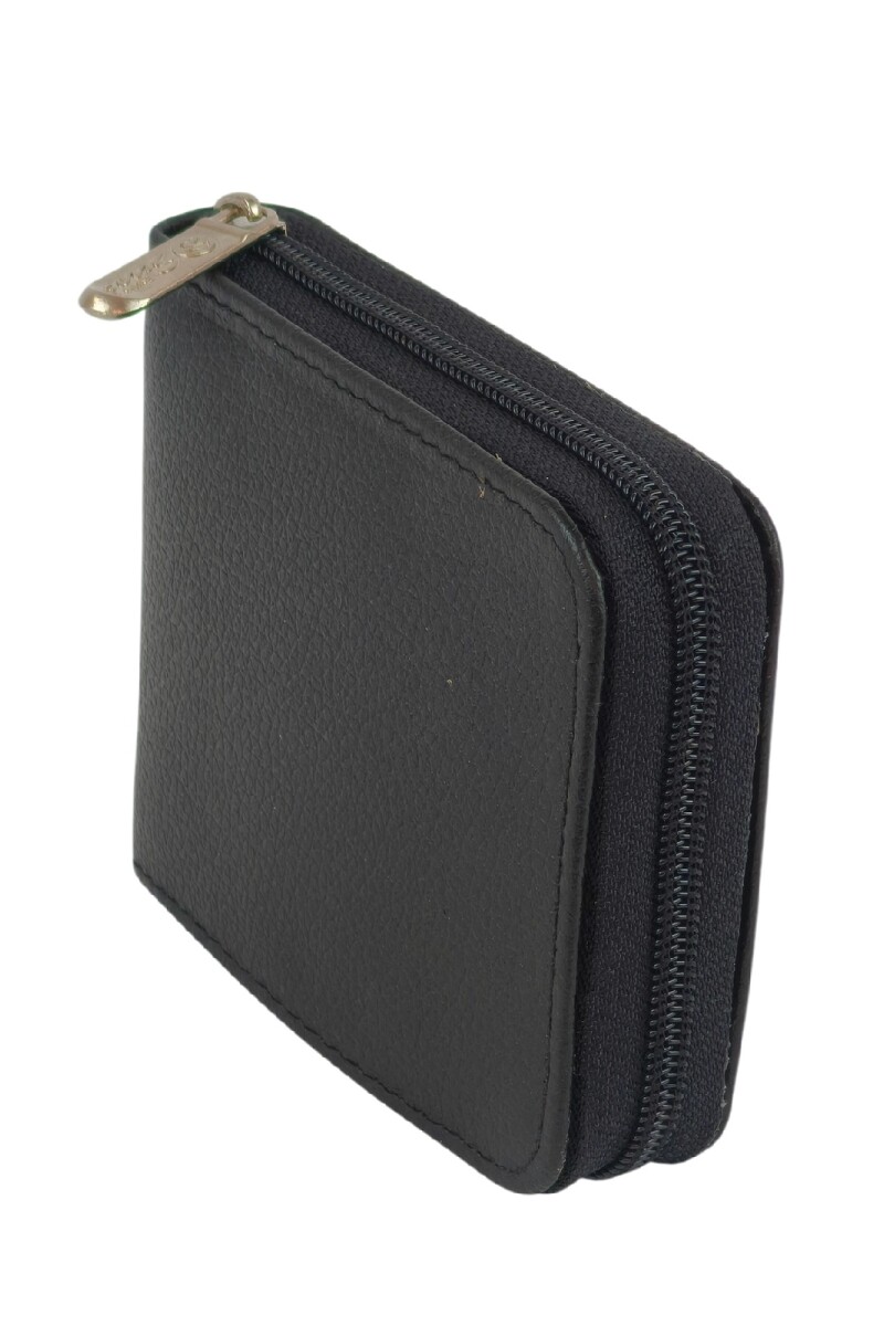 Billetera con cierre en cuero Negro
