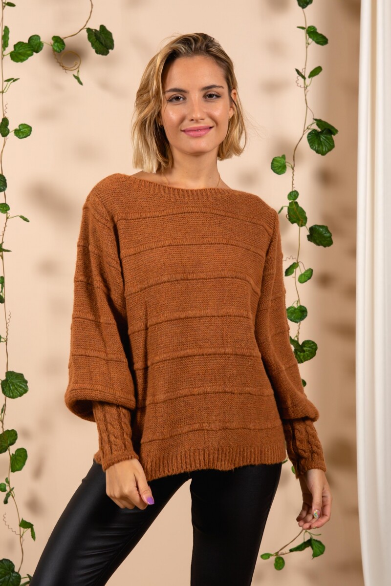 Sweater combinado con puño Camel