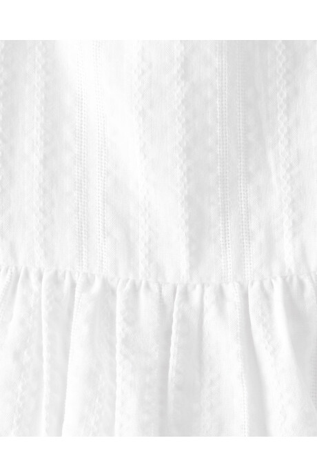 Blusa de algodón labrado, manga corta con volados, blanca Sin color