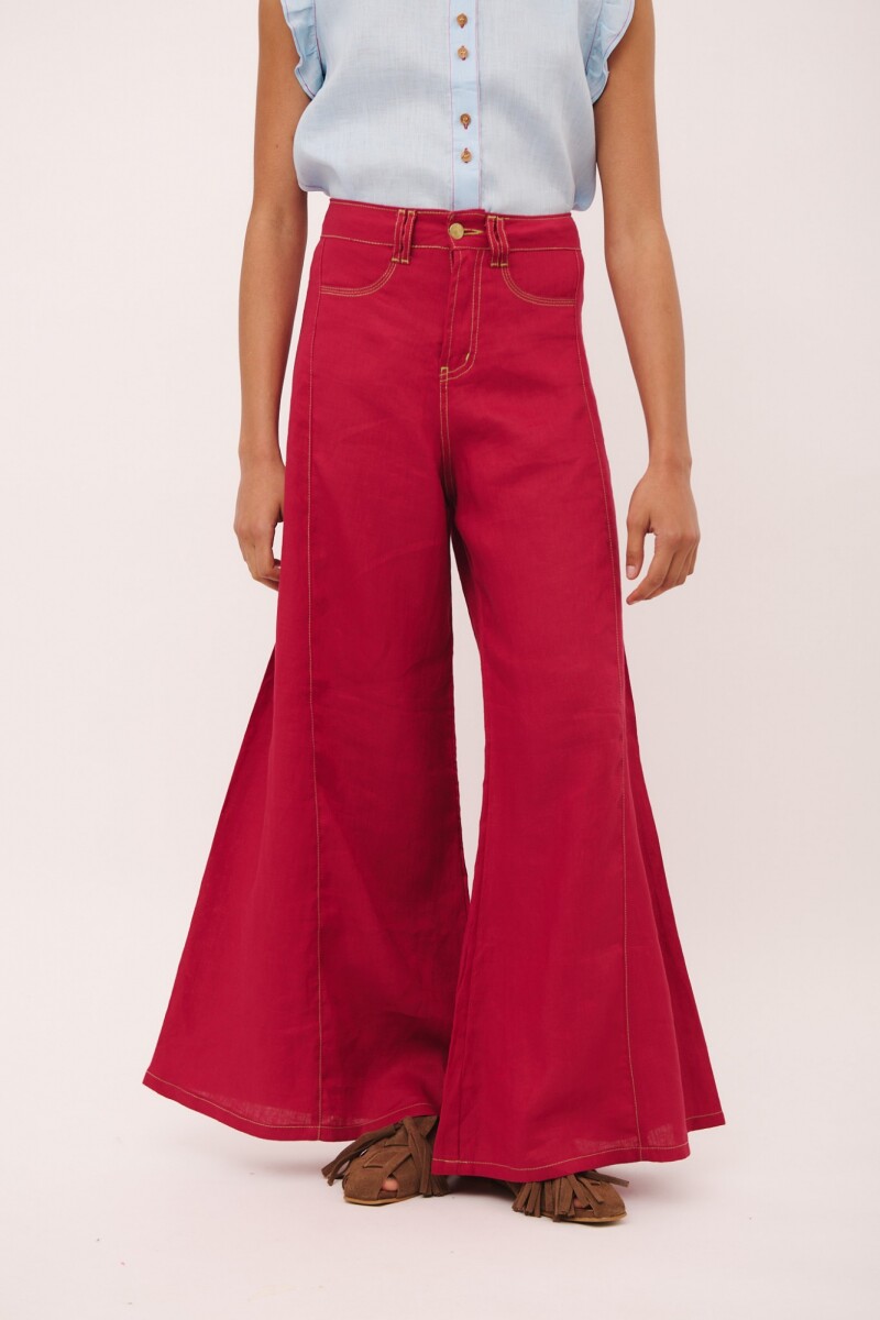 PANTALON WIDE XL LINEN SS26 Cherry