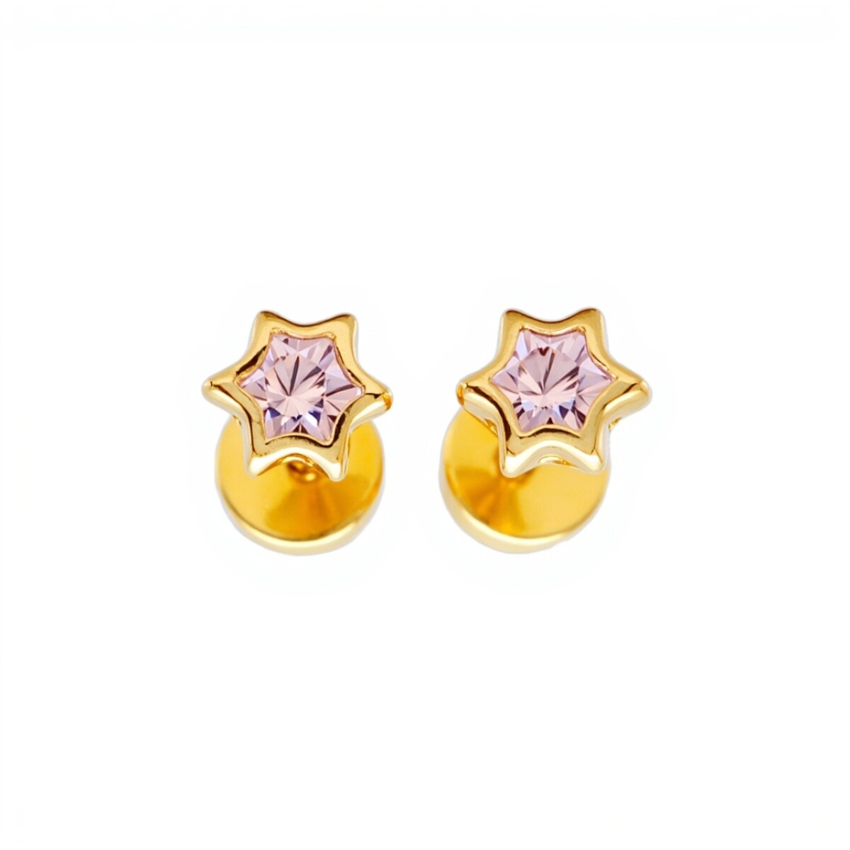 Abridores Estrellas -Oro Bajo- Zirconia rosa-AB8034 - conpiedra 