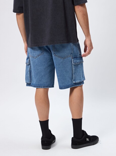 BERMUDA CARGO ROLL AZUL MEDIO JEAN